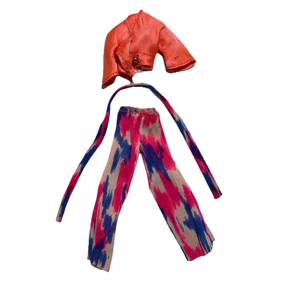 Vintage 70s Topper Dawn Doll Rock Flowers Tie Dye Set Pants Shirt Belt BD6-7